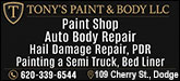 Tony's Paint & Body LLC Sponsorship Banner